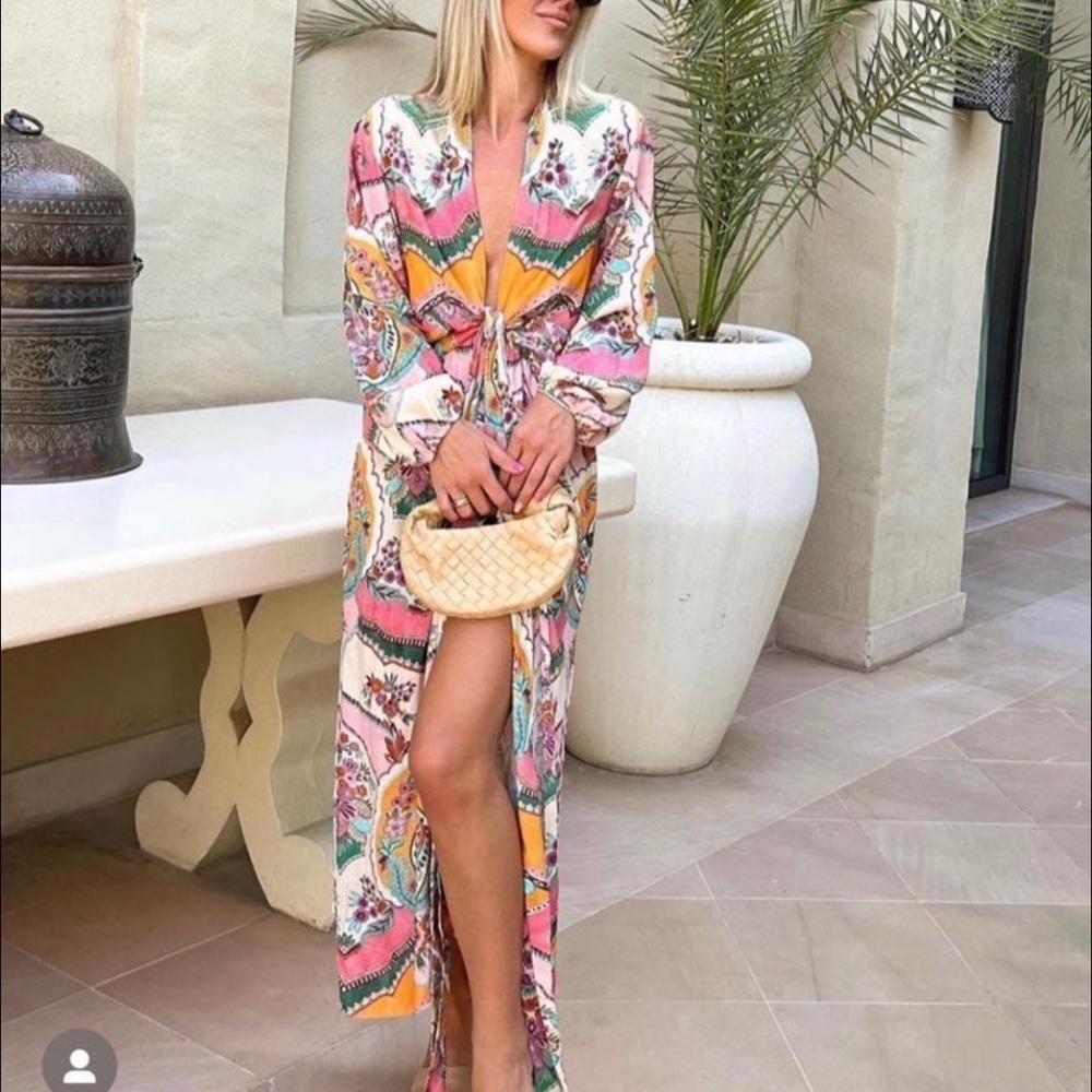Zara printed wrap dress